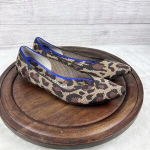 Rothy’s Retired Wildcat Leopard Print Point Flat Shoes Size 7 Preppy